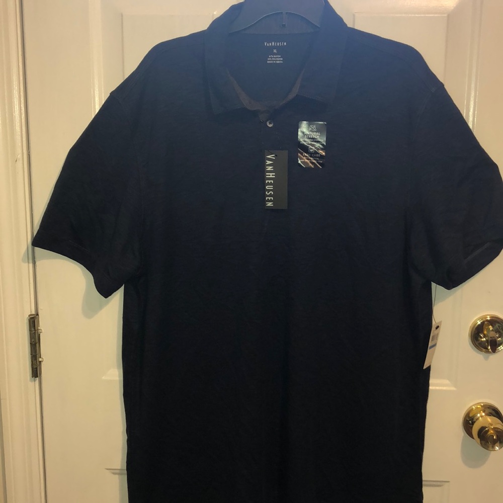 Van Heusen blue indigo polo short sleeve shirt